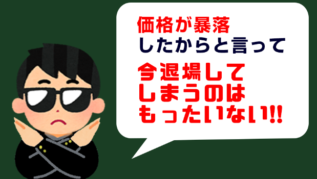 価格が暴落したからと言って、
今退場してしまうのはもったいない